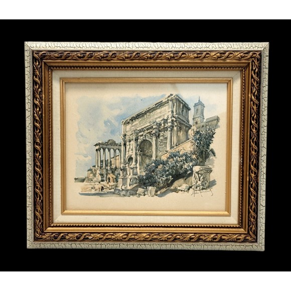 Aldo Raimondi The Arch of Septimius Severus Watercolor Art Print Framed Vintage